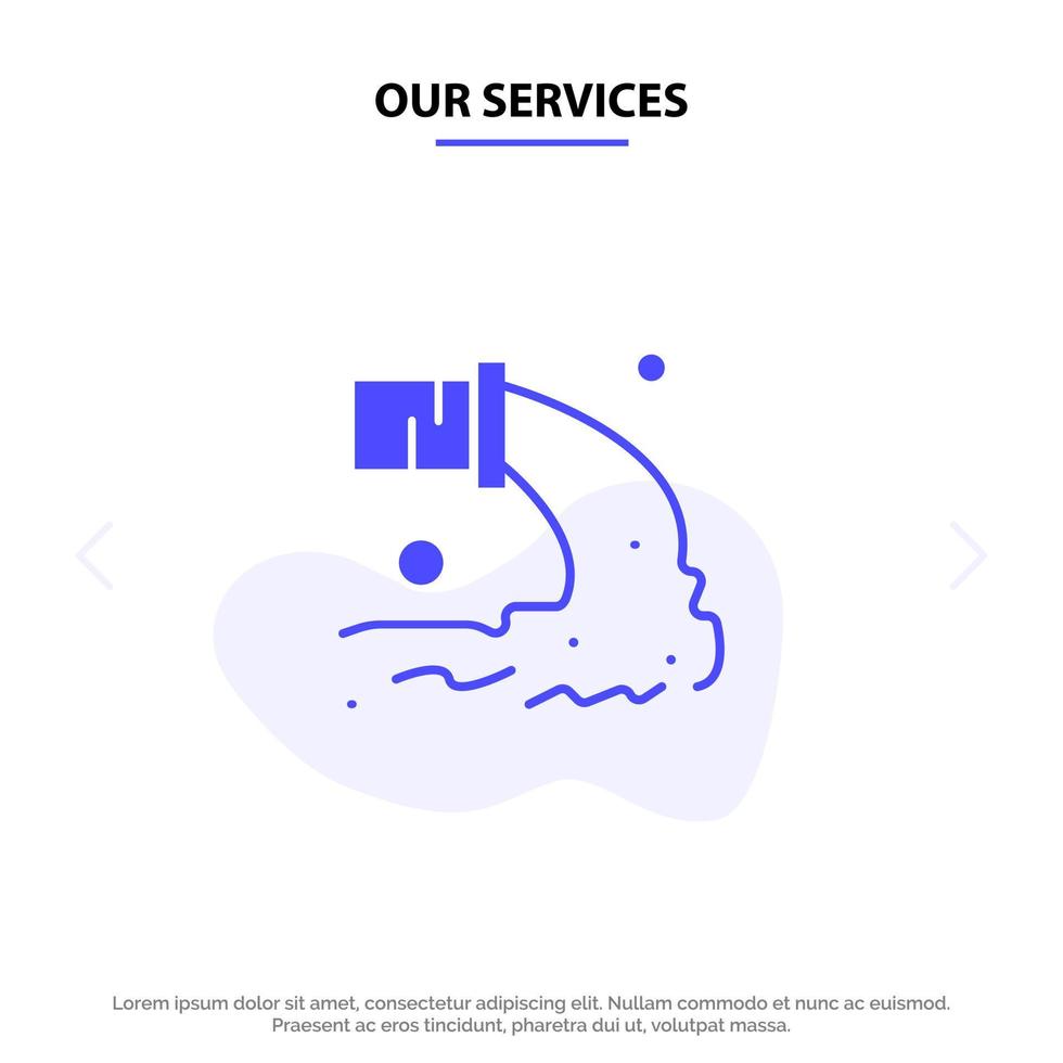 Our Services Pipe Pollution Radioactive Sewage Waste Solid Glyph Icon Web card Template vector
