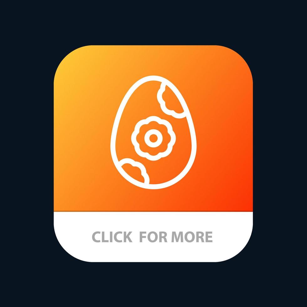 Egg Easter Flower Mobile App Button Android and IOS Line Version vector