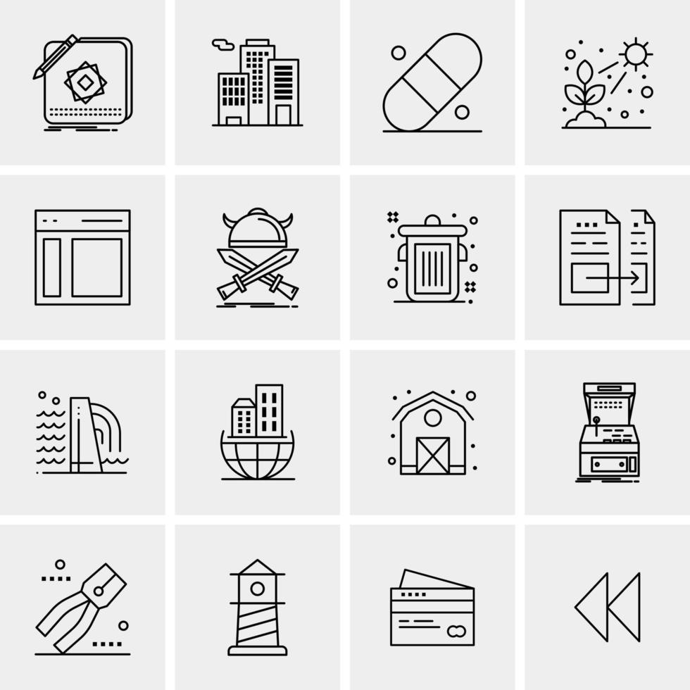 16 iconos de negocios universales vector ilustración de icono creativo para usar en proyectos relacionados con la web y dispositivos móviles