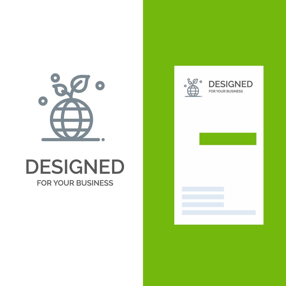 Growth Eco Friendly Globe Grey Logo Design and Business Card Template vector