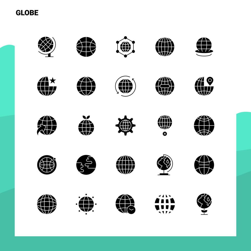 25 Globe Icon set Solid Glyph Icon Vector Illustration Template For Web and Mobile Ideas for business company
