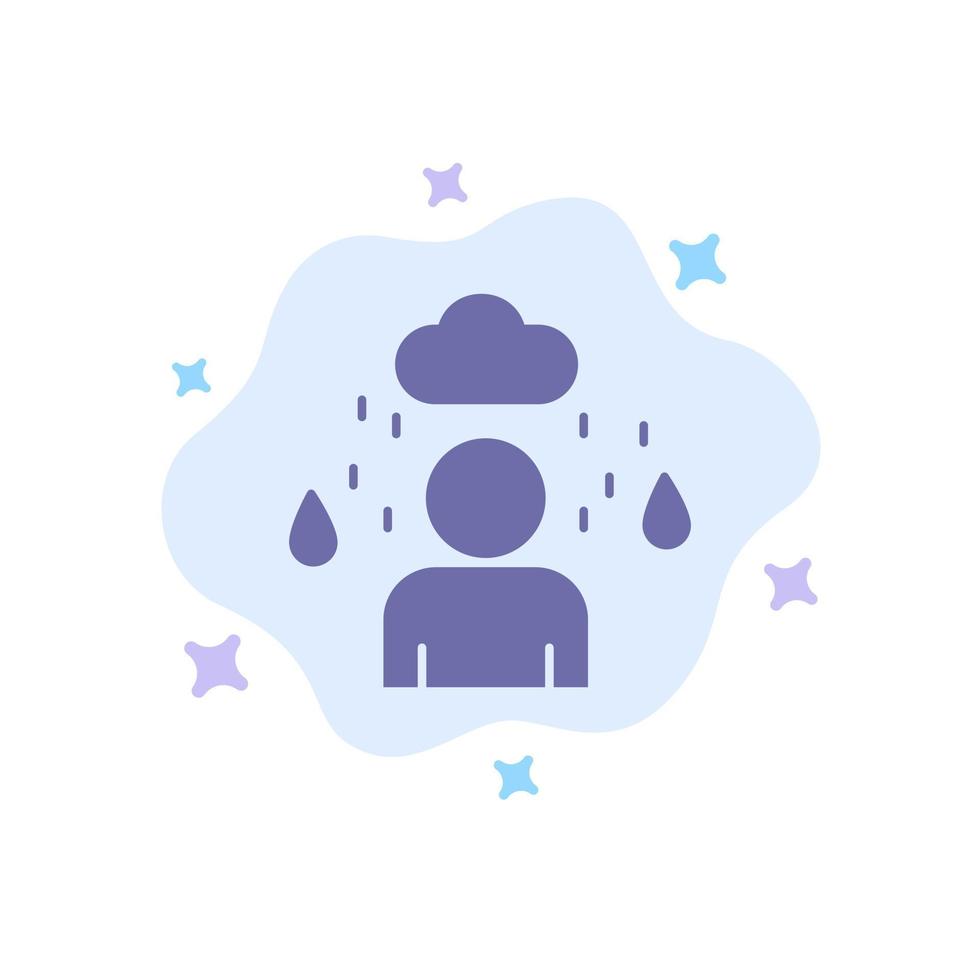 Man Cloud Rainy Blue Icon on Abstract Cloud Background vector