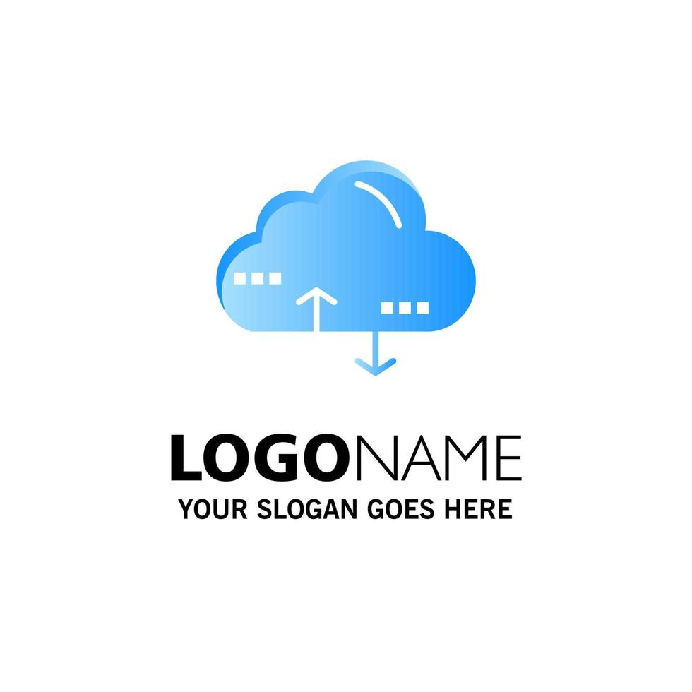 Cloud Computing Link Data Business Logo Template Flat Color vector