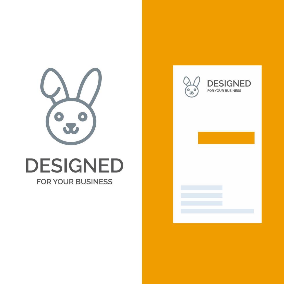 Bunny Easter Rabbit Grey Logo Design and Business Card Template vector