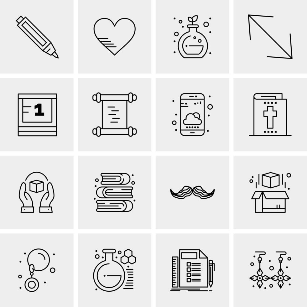 16 iconos de negocios universales vector ilustración de icono creativo para usar en proyectos relacionados con la web y dispositivos móviles