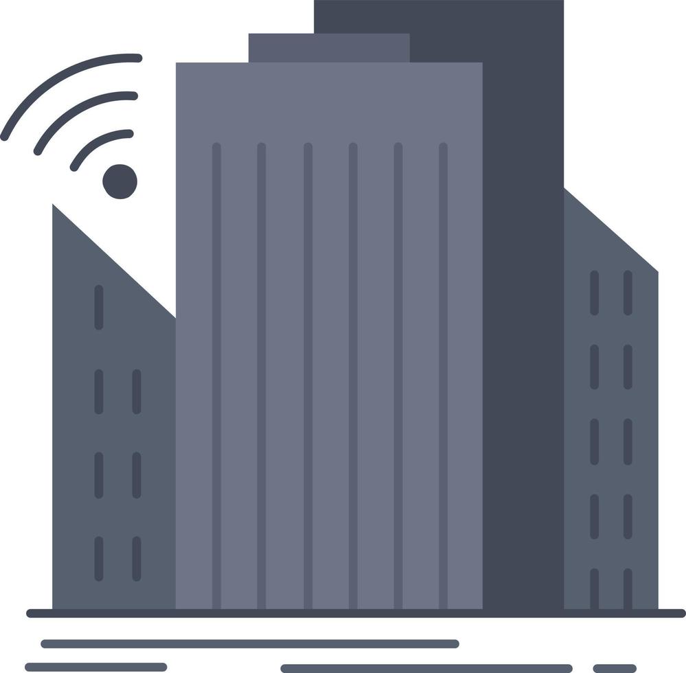 Buildings city sensor smart urban Flat Color Icon Vector