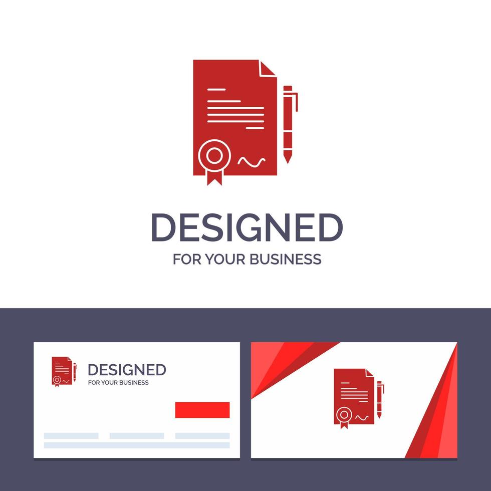 Creative Business Card and Logo template Agreement Certificate Done Deal Vector Illustration