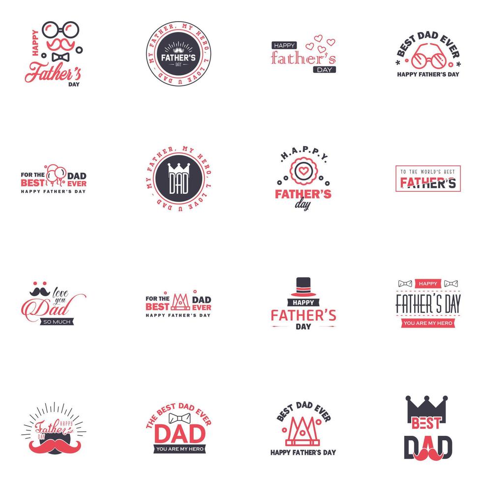 happy fathers day 16 Black and Pink text design Vector calligraphy Typography poster Usable as background Editable Vector Design Elements