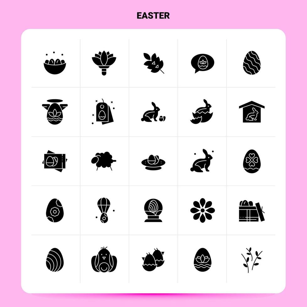 Solid 25 Easter Icon set Vector Glyph Style Design Black Icons Set Web and Mobile Business ideas design Vector Illustration
