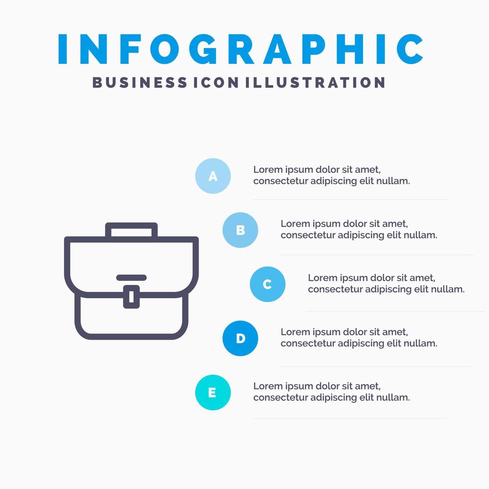 Bag Case Suitcase Workbag Line icon with 5 steps presentation infographics Background vector