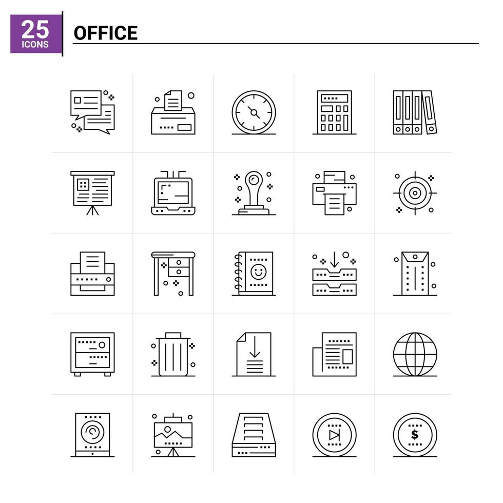 25 conjunto de iconos de oficina antecedentes vectoriales vector