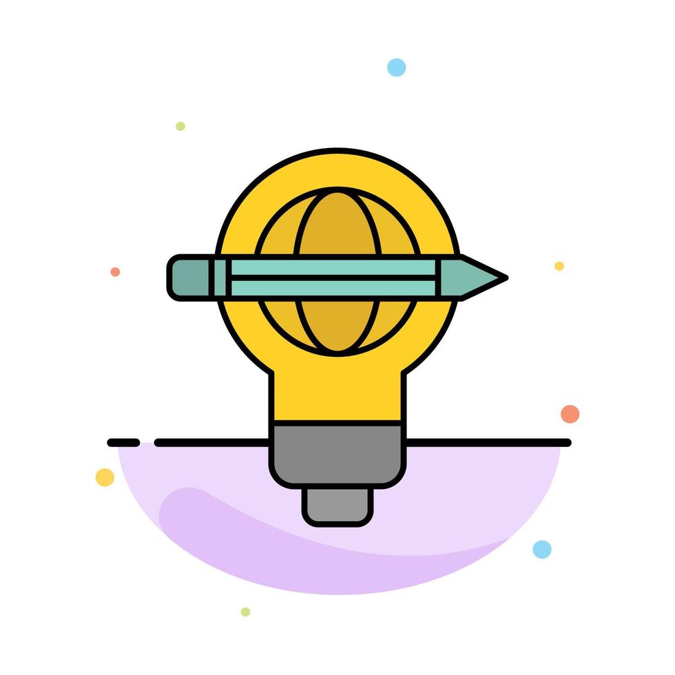 Success Pen Globe Bulb Light Abstract Flat Color Icon Template vector