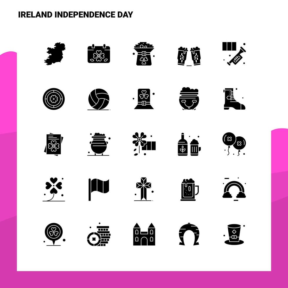 25 conjunto de iconos del día de la independencia de irlanda plantilla de ilustración de vector de icono de glifo sólido para ideas web y móviles para empresa comercial