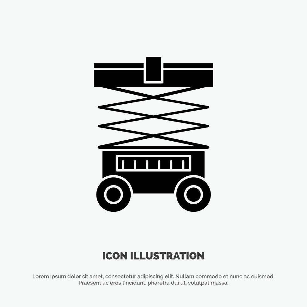 Lift Forklift Warehouse Lifter  solid Glyph Icon vector