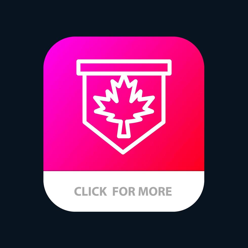 Tag Leaf Canada Sign Mobile App Button Android and IOS Line Version vector