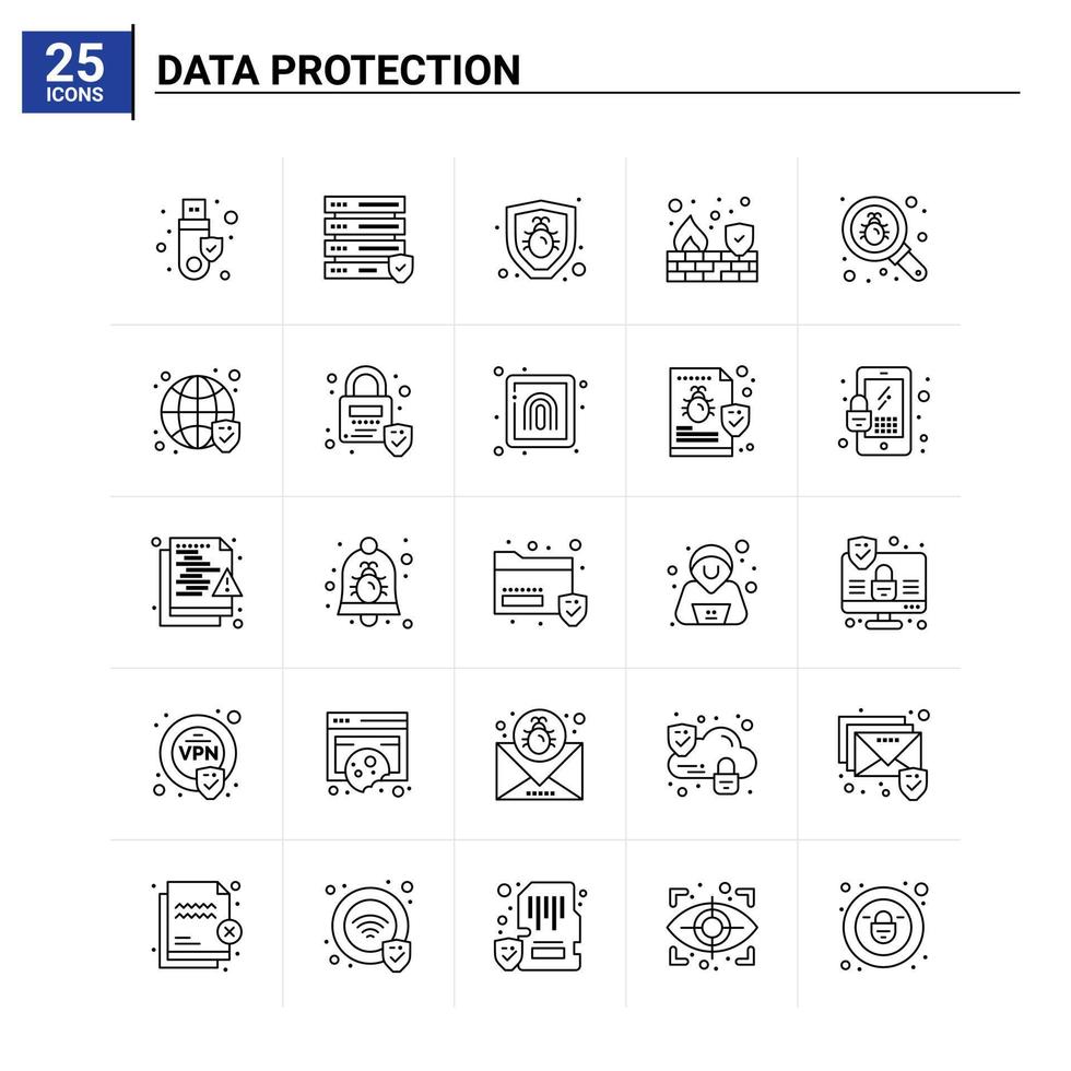 25 Data Protection icon set vector background