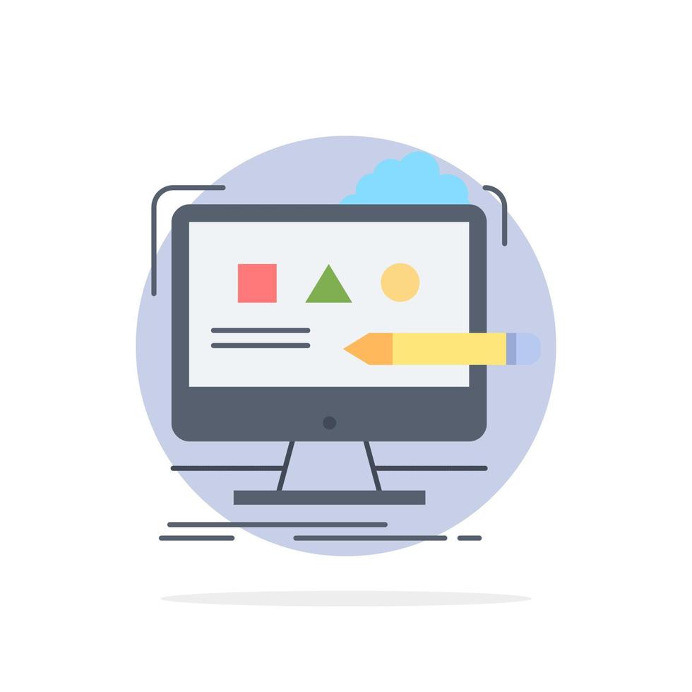 vector de icono de color plano de estudio digital de diseño de computadora de arte