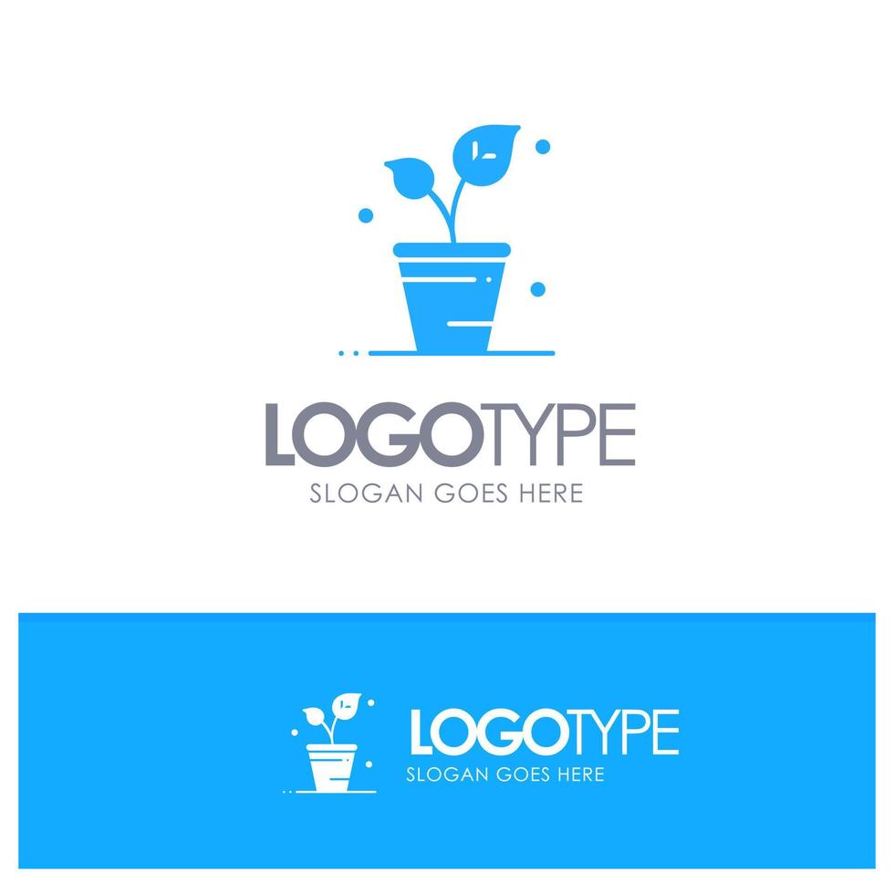 Leaf Ecology Spring Nature Blue Solid Logo with place for tagline vector