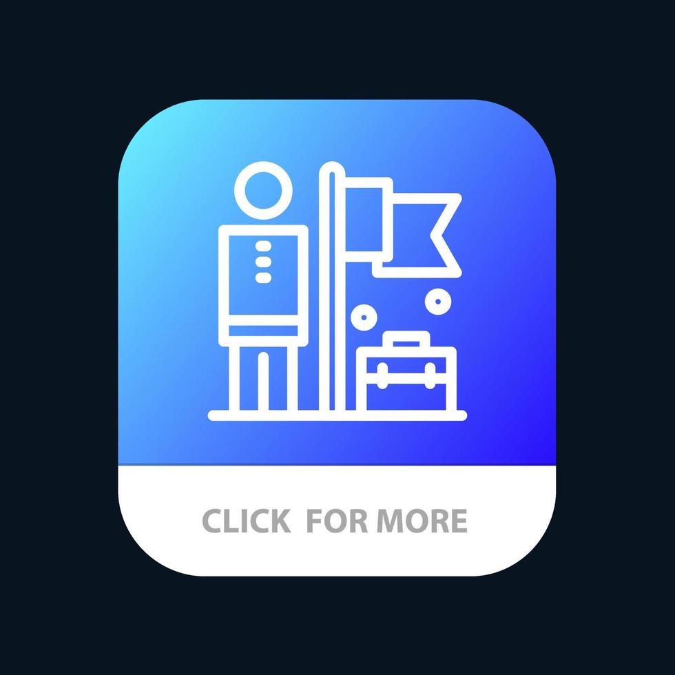 Accomplished Achieve Businessman Flag Mobile App Button Android and IOS Line Version vector