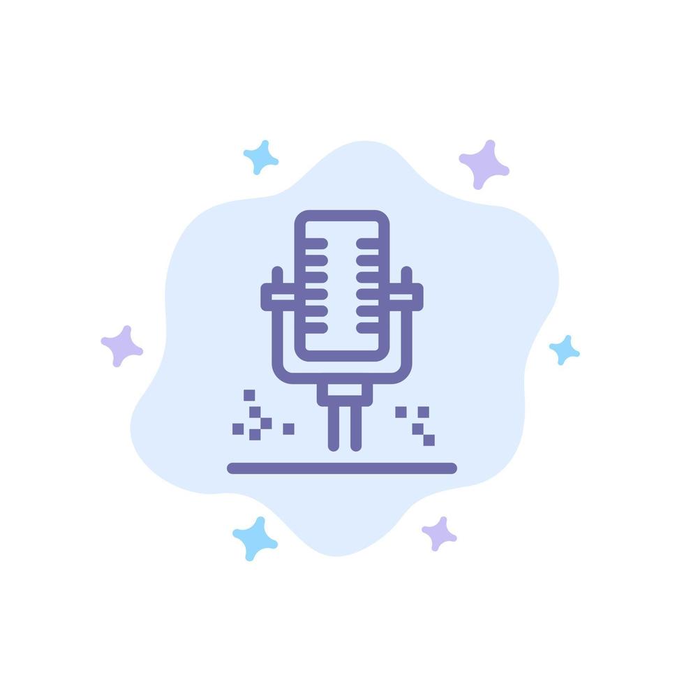 Mic Microphone Professional Recording Blue Icon on Abstract Cloud Background vector