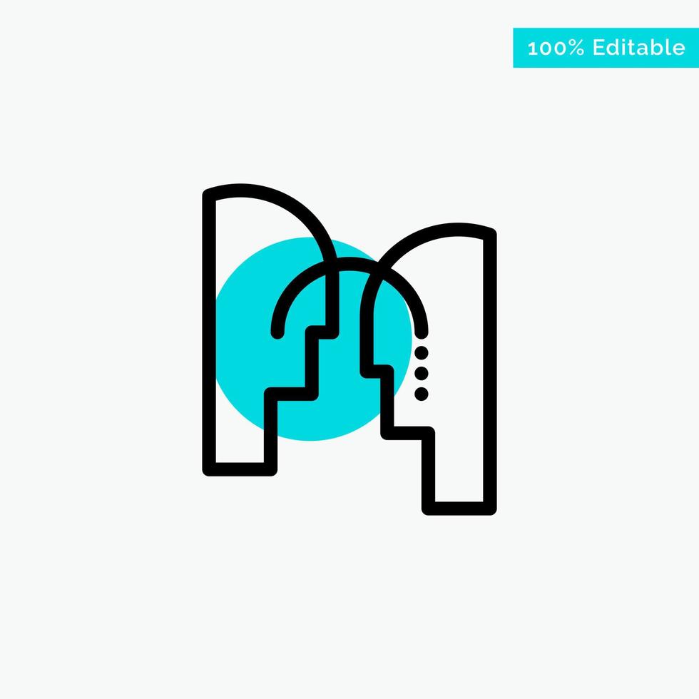 Brain Head Mind Transfer turquoise highlight circle point Vector icon