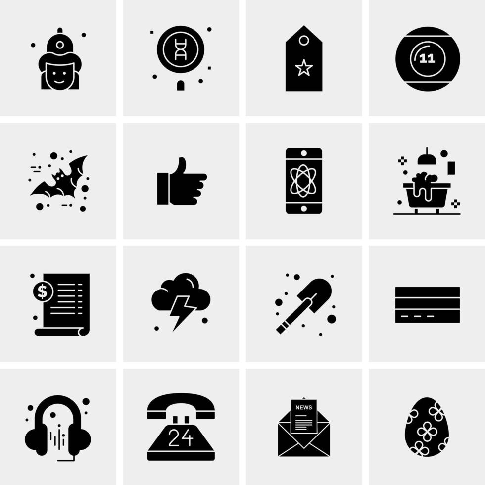 16 iconos de negocios universales vector ilustración de icono creativo para usar en proyectos relacionados con la web y dispositivos móviles