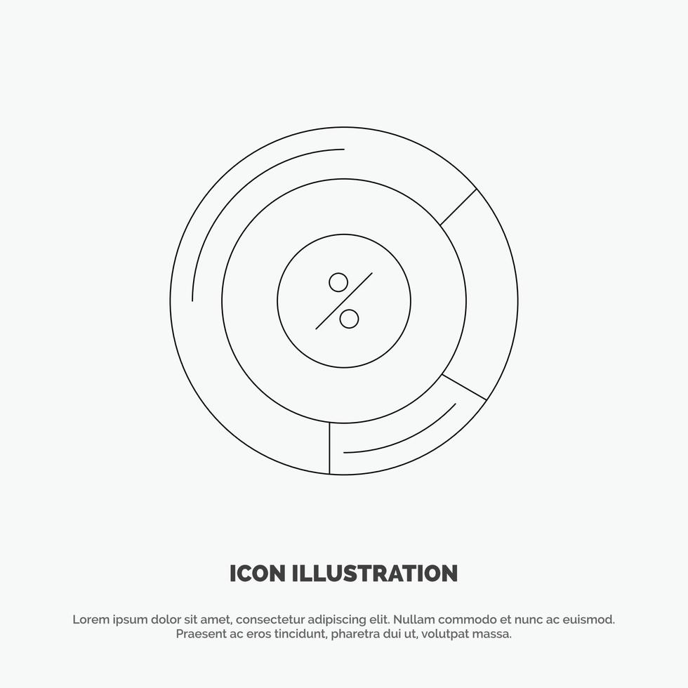 Pie Percentage Chart Share Line Icon Vector
