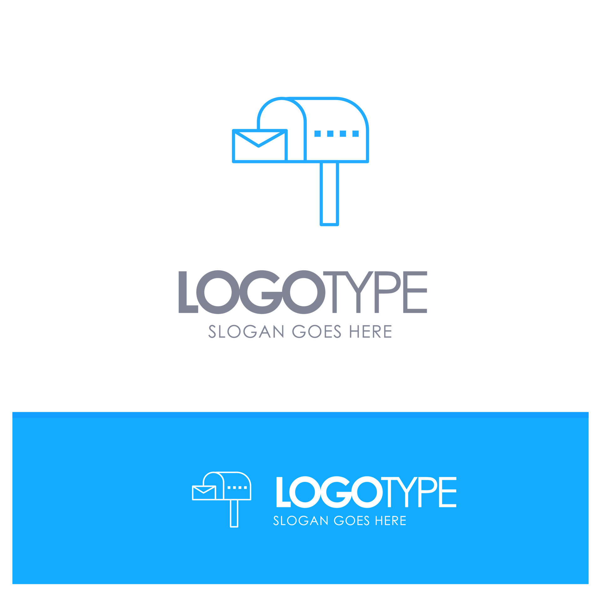 Letterbox Email Mailbox Box Blue outLine Logo with place for tagline