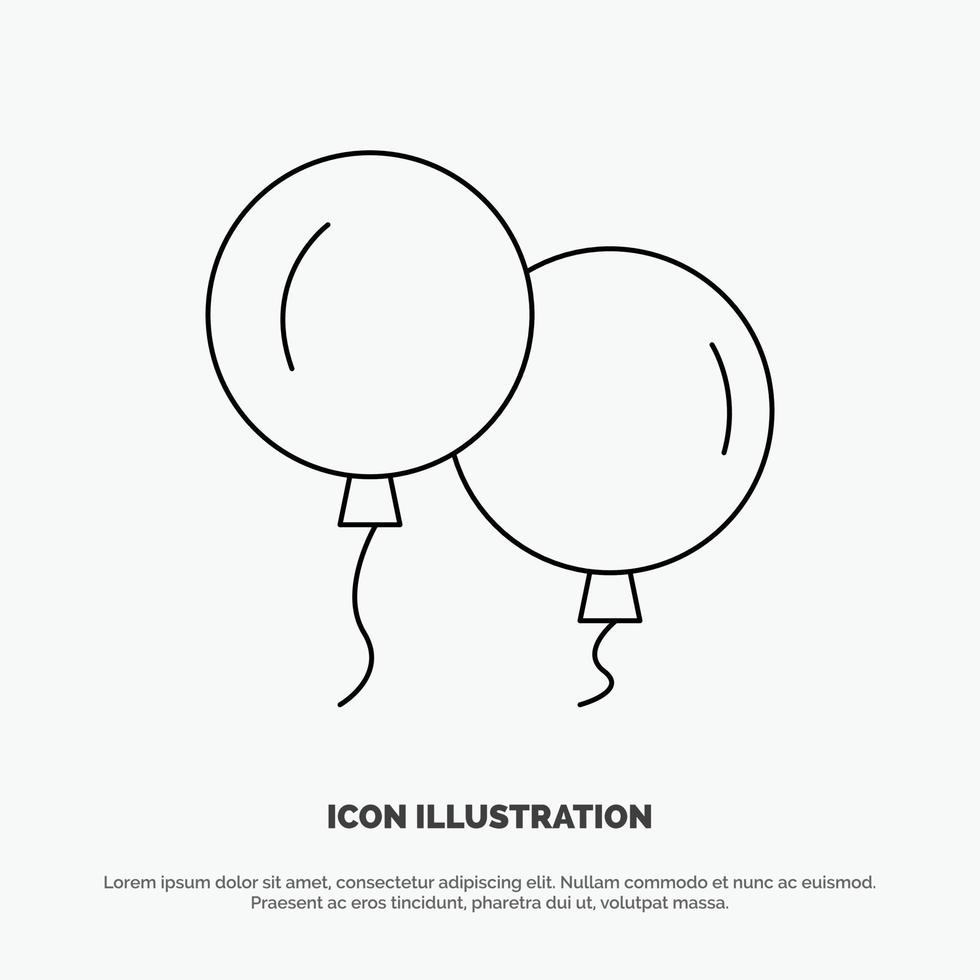 Balloons Fly Spring Line Icon Vector