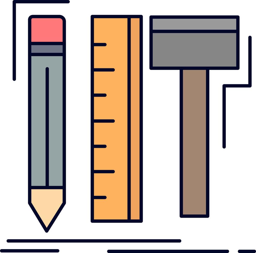 Design designer digital tools pencil Flat Color Icon Vector