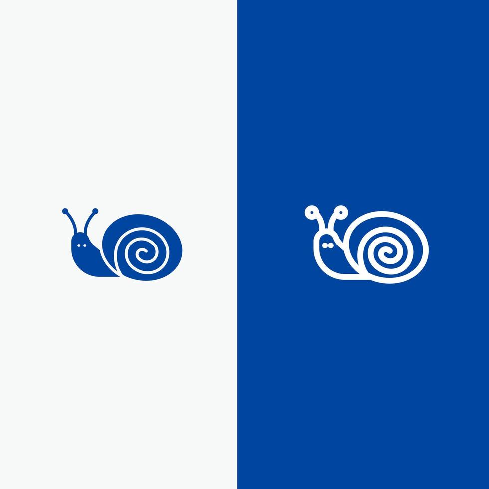 Bug Easter Snail Spring Line and Glyph Solid icon Blue banner Line and Glyph Solid icon Blue banner vector