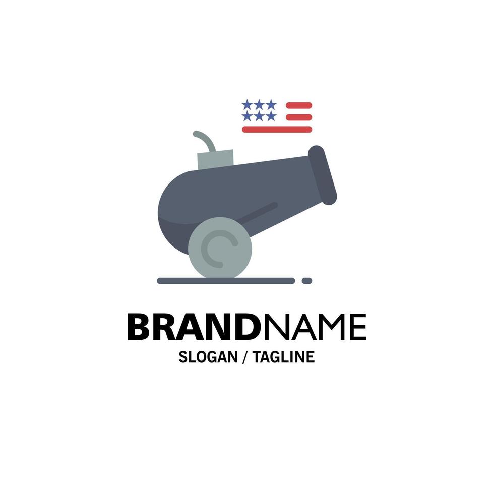 Big Gun Cannon Howitzer Mortar Business Logo Template Flat Color vector