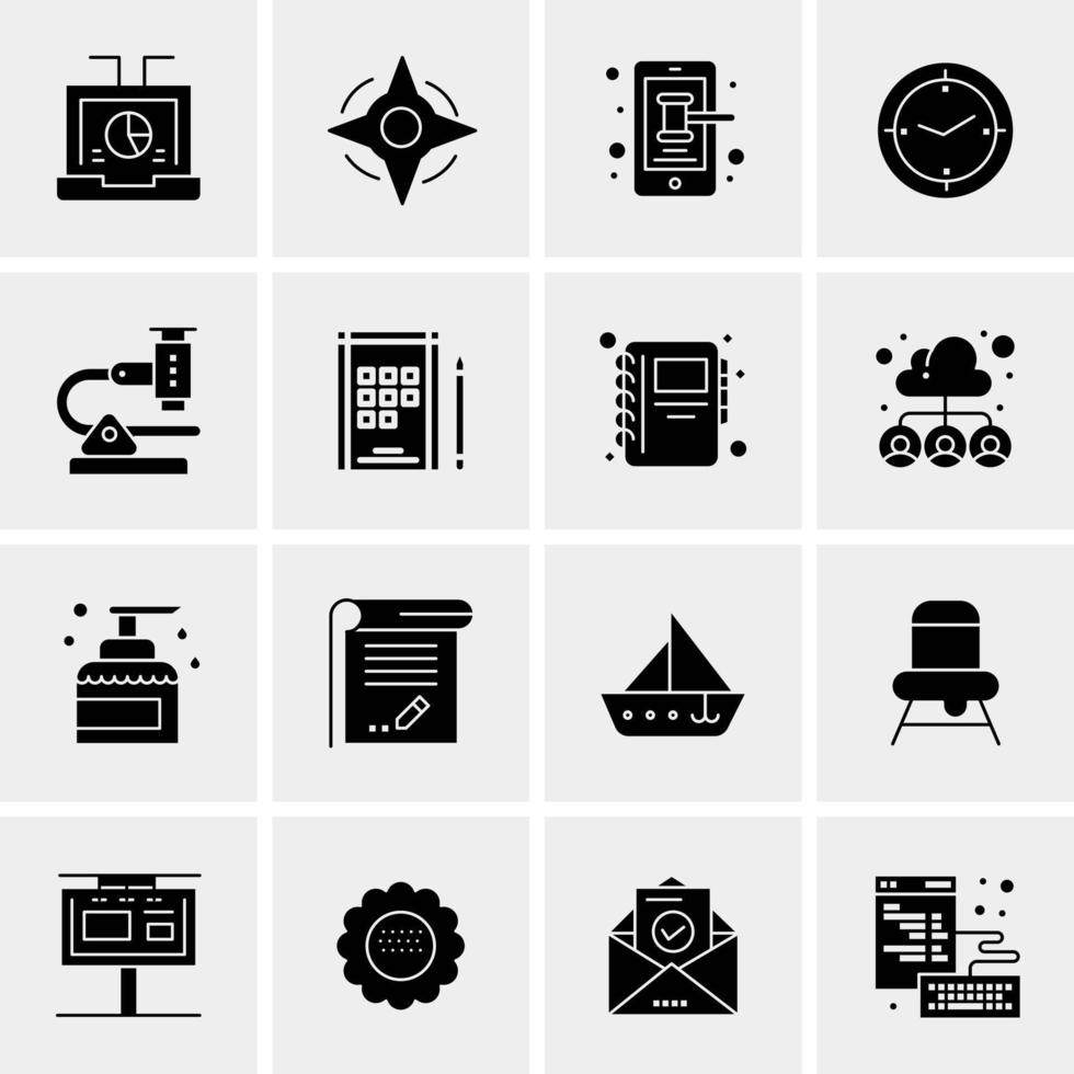 16 iconos de negocios universales vector ilustración de icono creativo para usar en proyectos relacionados con la web y dispositivos móviles