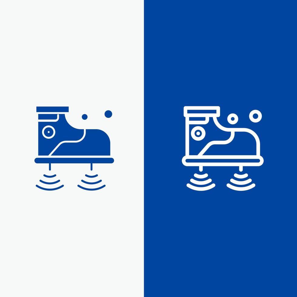 zapatos tecnología de servicio wifi línea y glifo icono sólido bandera azul línea y glifo icono sólido bandera azul vector