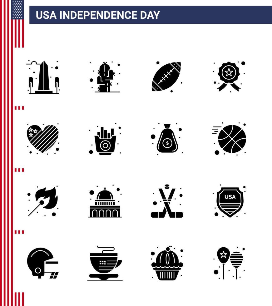 16 Creative USA Icons Modern Independence Signs and 4th July Symbols of american star desert investigating usa Editable USA Day Vector Design Elements