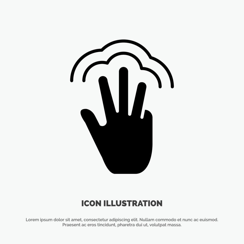 Fingers Gestures Hand Interface Multiple Touch solid Glyph Icon vector