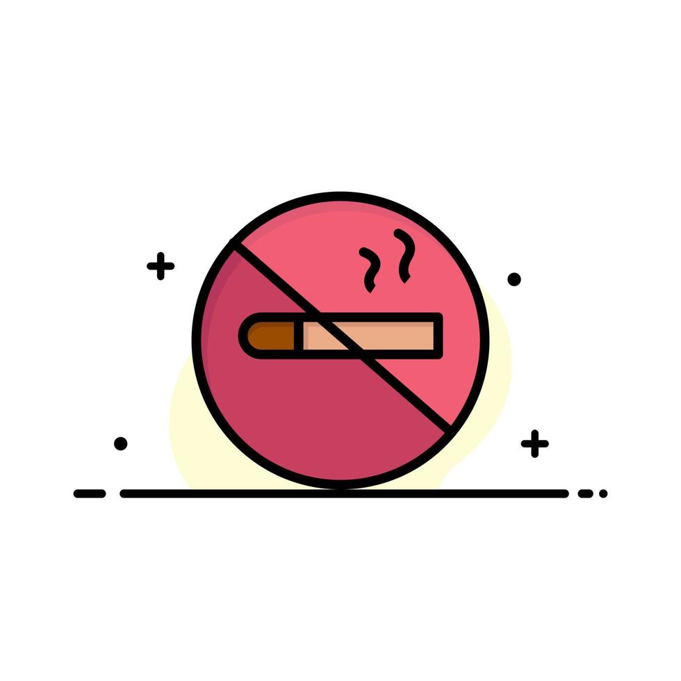 Smoking No Smoking Cigarette Health  Business Flat Line Filled Icon Vector Banner Template