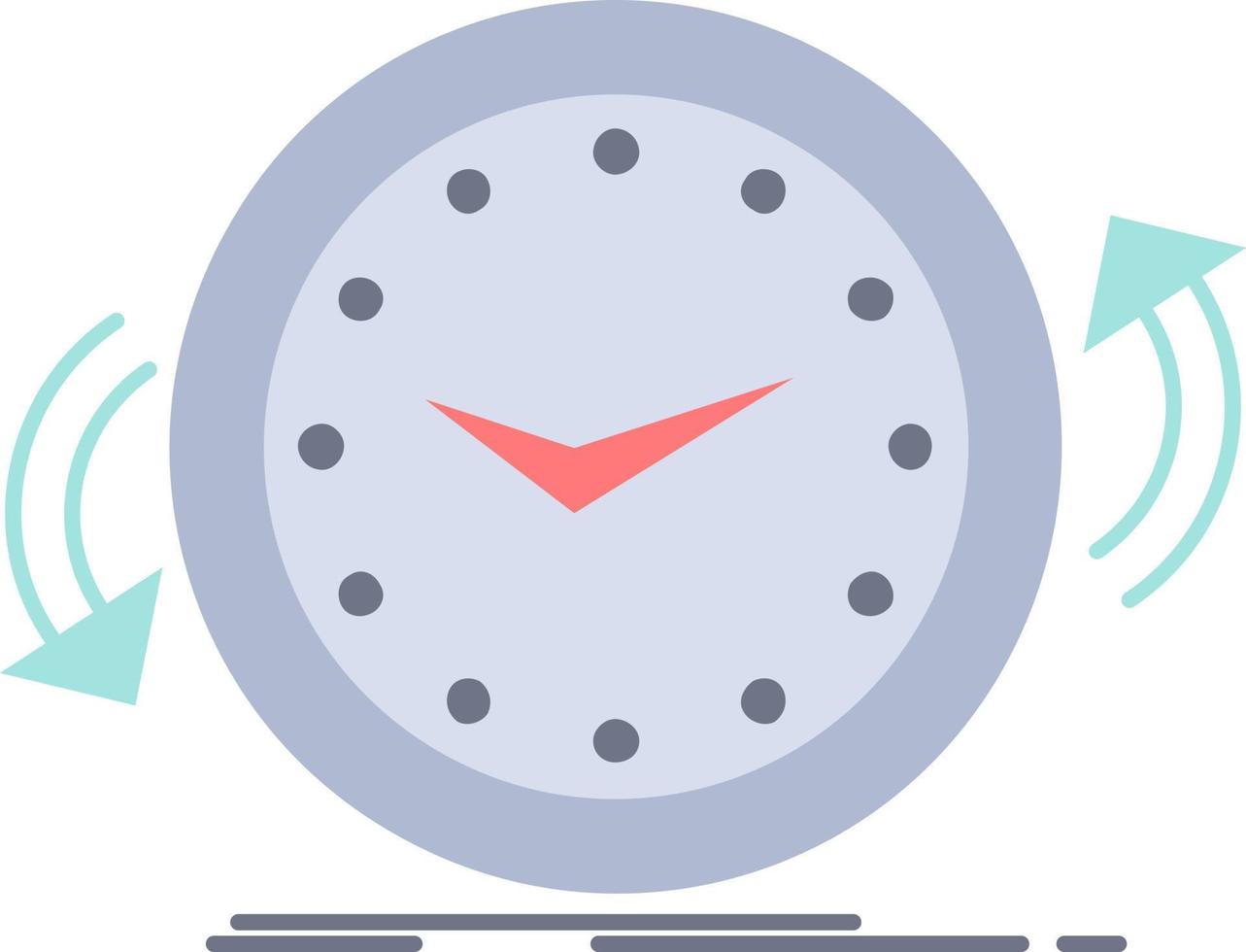 reloj de respaldo en el sentido de las agujas del reloj en contra del tiempo vector de icono de color plano