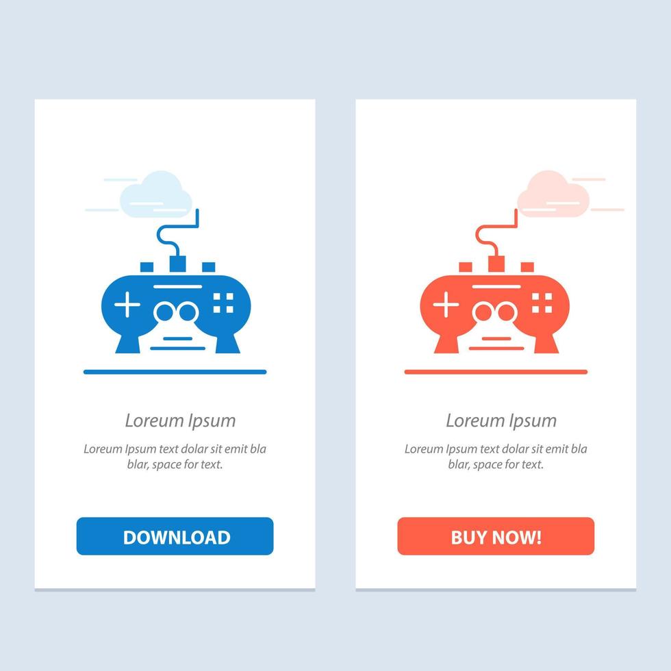 Game Pad Video Xbox PlayStation  Blue and Red Download and Buy Now web Widget Card Template vector