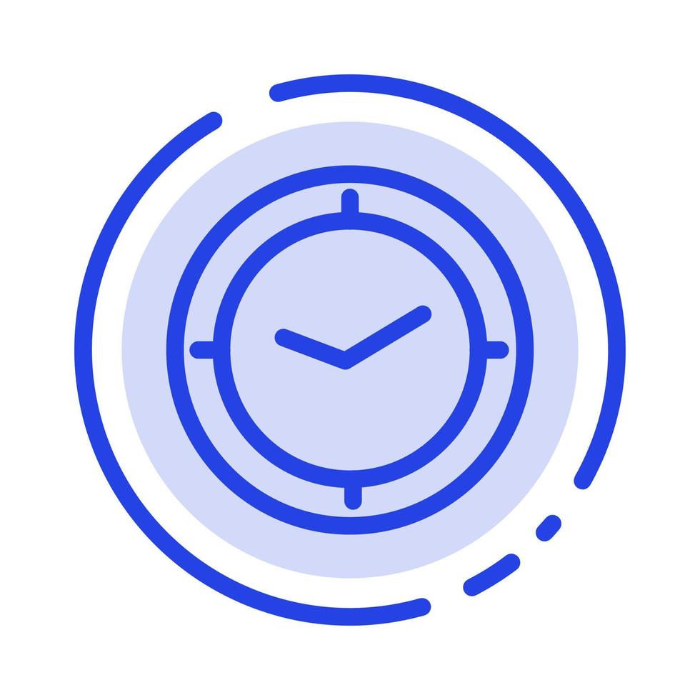 reloj tiempo temporizador reloj línea punteada azul icono de línea vector