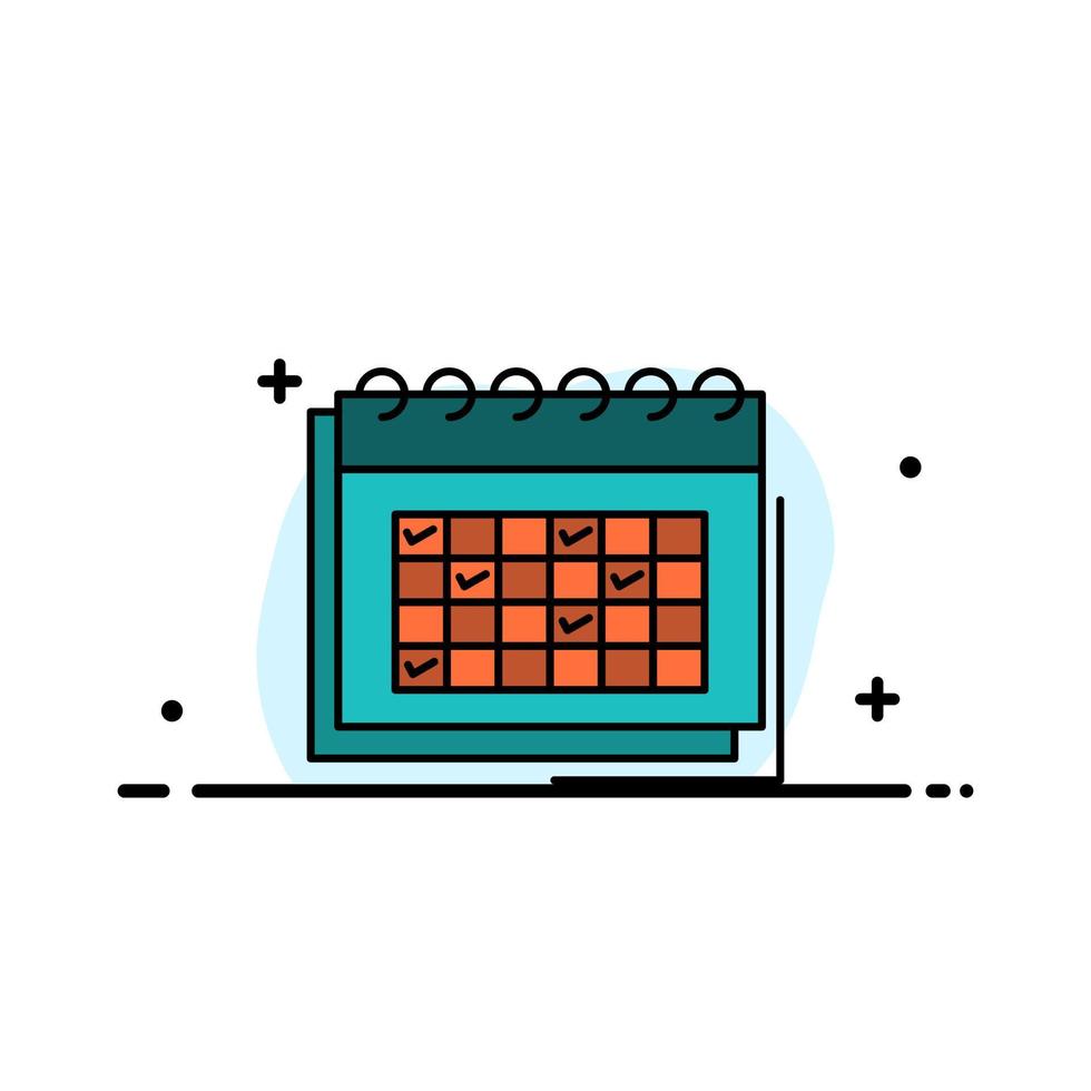 Calendar Business Date Event Planning Schedule Timetable  Business Flat Line Filled Icon Vector Banner Template