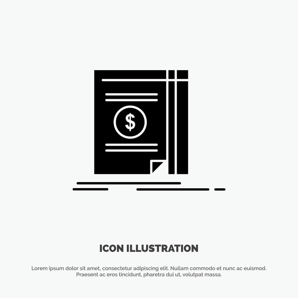 Book Cash Money Novel solid Glyph Icon vector