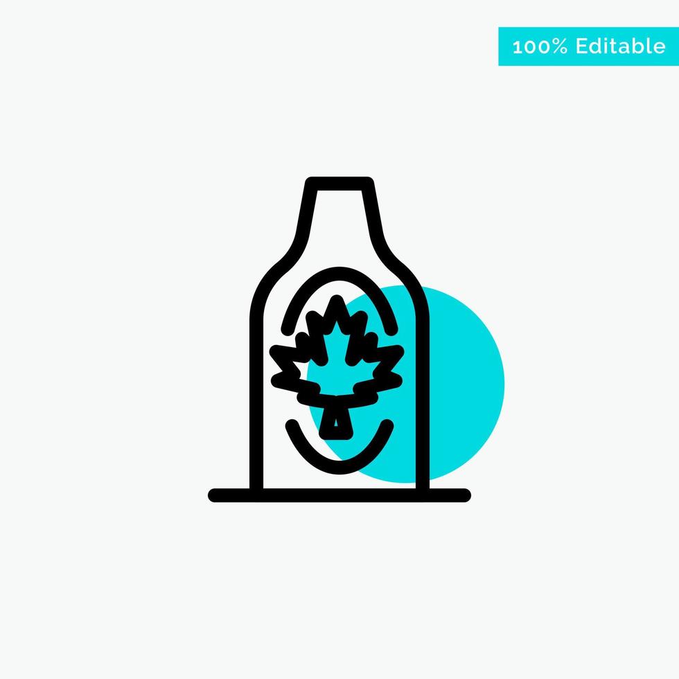 Bottle Autumn Canada Leaf Maple turquoise highlight circle point Vector icon