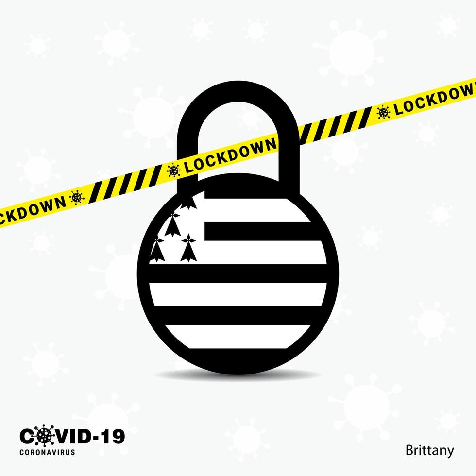 Brittany Lock DOwn Lock Coronavirus pandemic awareness Template COVID19 Lock Down Design vector