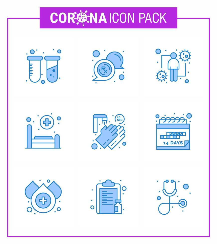 prevención de coronavirus 25 conjunto de iconos manos azules paciente coronavirus hospital viral coronavirus viral 2019nov enfermedad vector elementos de diseño