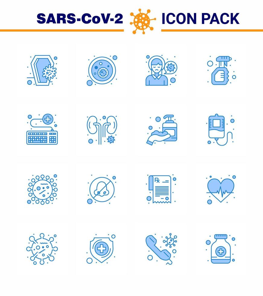 Corona virus disease 16 Blue icon pack suck as bottle solid virus cleaning sick viral coronavirus 2019nov disease Vector Design Elements