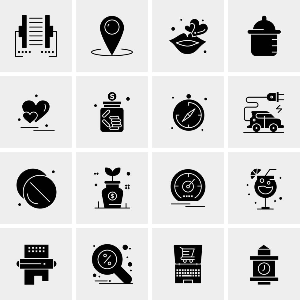 16 iconos de negocios universales vector ilustración de icono creativo para usar en proyectos relacionados con la web y dispositivos móviles