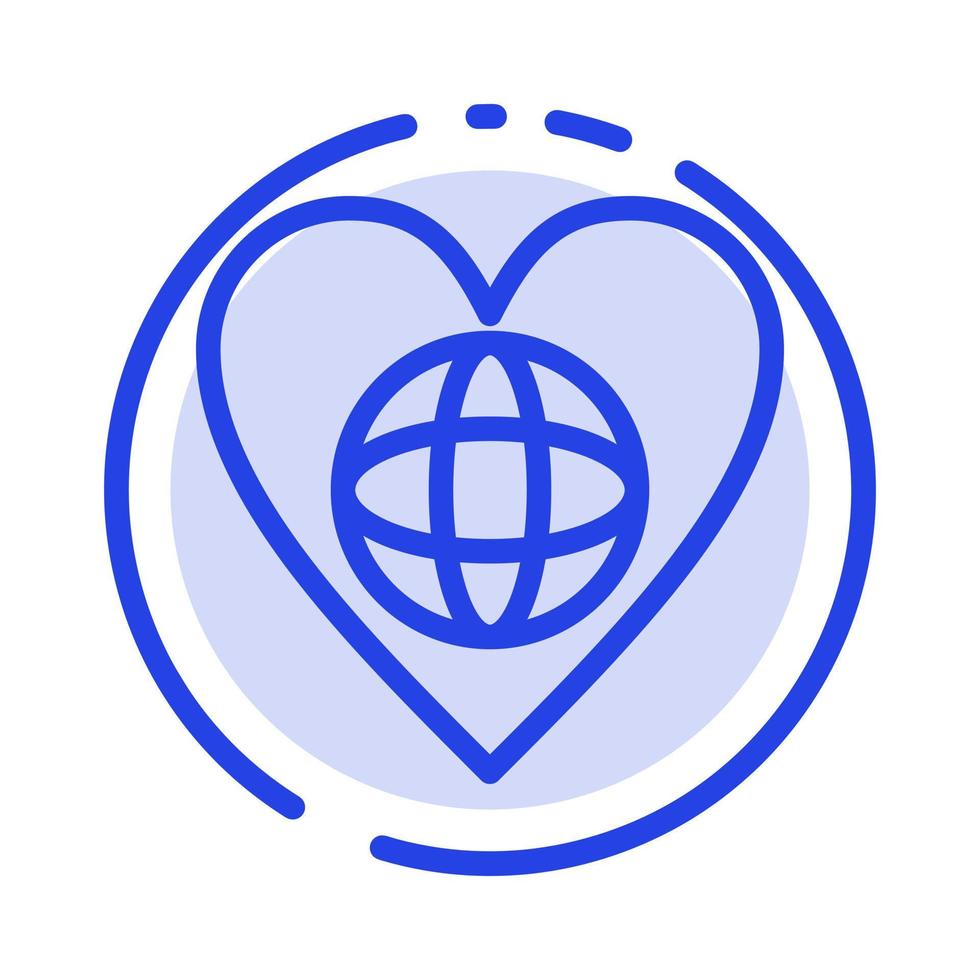 Ecology Environment World Heart Like Blue Dotted Line Line Icon vector