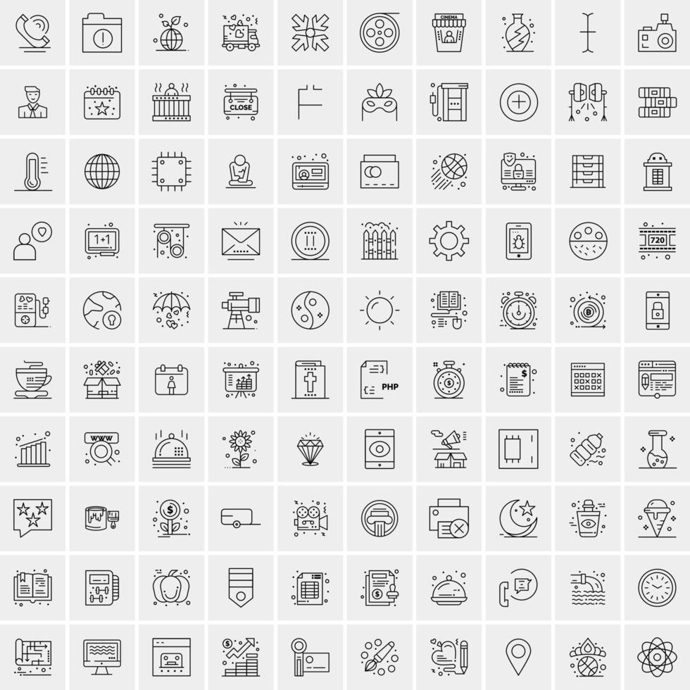 Set of 100 Creative Business Line Icons vector