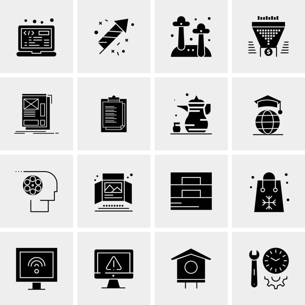 16 iconos de negocios universales vector ilustración de icono creativo para usar en proyectos relacionados con la web y dispositivos móviles